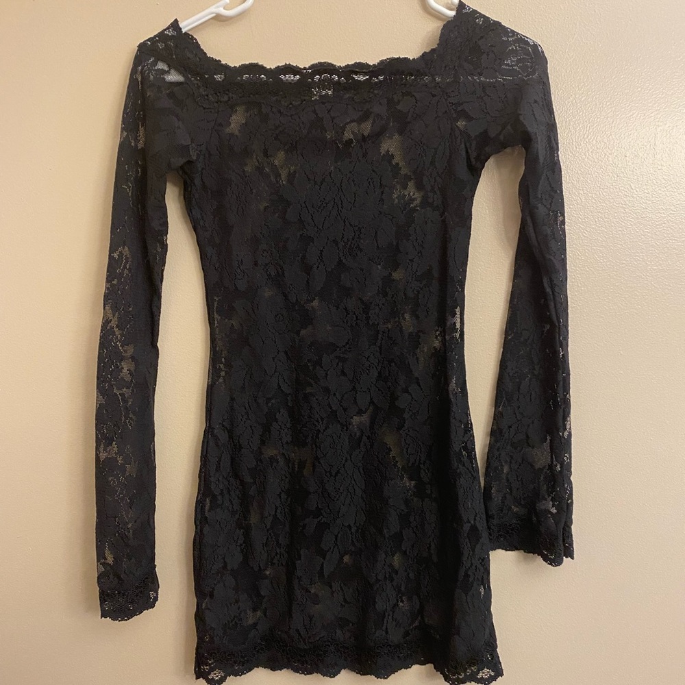 Euc black lace mini dress Victoria secret size xs sexy Lacey lingerie